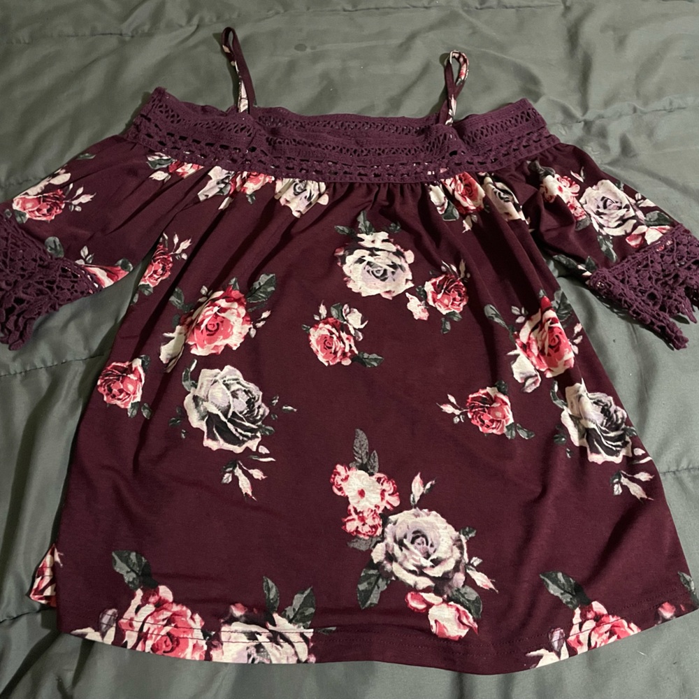 Maroon flower shirt